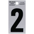 Hillman 2 in. Reflective Black Vinyl Self-Adhesive Number 2 1 pc, 6PK 839382